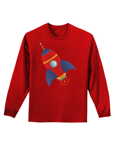 Space Rocket Ship and Stars Adult Long Sleeve Dark T-Shirt by TooLoud-TooLoud-Red-Small-Davson Sales