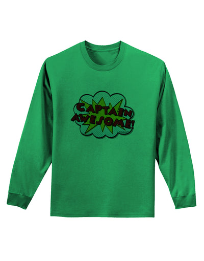 Captain Awesome - Superhero Style Adult Long Sleeve Shirt by TooLoud-Long Sleeve Shirt-TooLoud-Kelly-Green-Small-Davson Sales