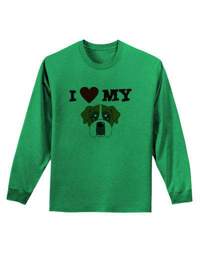 I Heart My - Cute Boxer Dog Adult Long Sleeve Shirt by TooLoud-Long Sleeve Shirt-TooLoud-Kelly-Green-Small-Davson Sales
