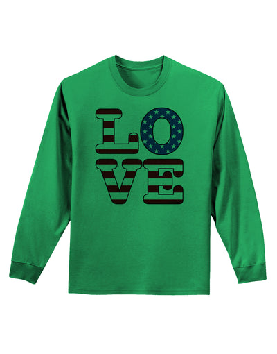 American Love Design Adult Long Sleeve Shirt by TooLoud-Long Sleeve Shirt-TooLoud-Kelly-Green-Small-Davson Sales