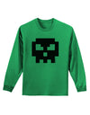 Retro 8-Bit Skull Adult Long Sleeve Shirt-Long Sleeve Shirt-TooLoud-Kelly-Green-Small-Davson Sales