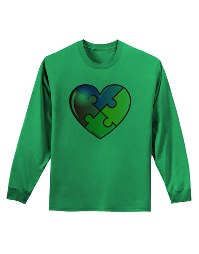 Big Puzzle Heart - Autism Awareness Adult Long Sleeve Shirt by TooLoud-Long Sleeve Shirt-TooLoud-Kelly-Green-Small-Davson Sales