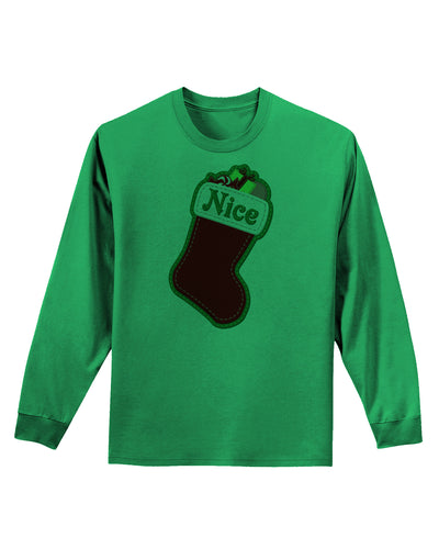 Nice Stocking Cute Christmas Adult Long Sleeve Shirt-Long Sleeve Shirt-TooLoud-Kelly-Green-Small-Davson Sales