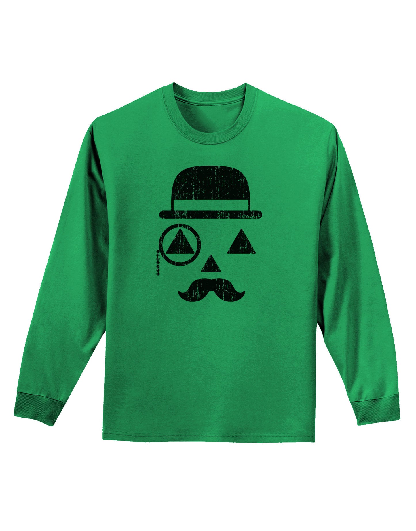 Gentleman Pumpkin Distressed Adult Long Sleeve Shirt-Long Sleeve Shirt-TooLoud-Kelly-Green-Small-Davson Sales