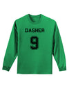 Reindeer Jersey - Dasher 9 Adult Long Sleeve Shirt-Long Sleeve Shirt-TooLoud-Kelly-Green-Small-Davson Sales