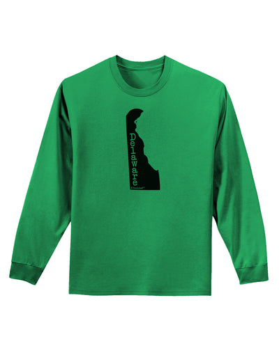 Delaware - United States Shape Adult Long Sleeve Shirt by TooLoud-Long Sleeve Shirt-TooLoud-Kelly-Green-Small-Davson Sales