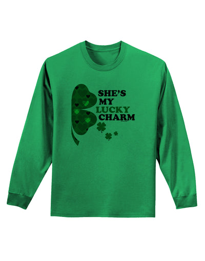 She's My Lucky Charm - Right Adult Long Sleeve Shirt-Long Sleeve Shirt-TooLoud-Kelly-Green-Small-Davson Sales