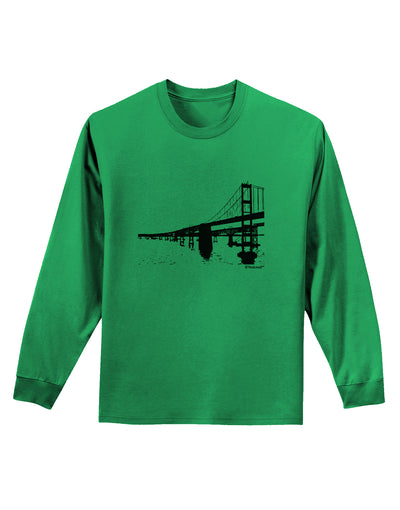 Bay Bridge Cutout Design Adult Long Sleeve Shirt by TooLoud-Long Sleeve Shirt-TooLoud-Kelly-Green-Small-Davson Sales