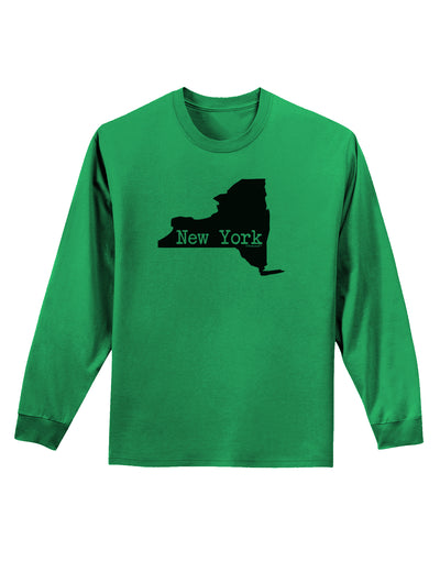 New York - United States Shape Adult Long Sleeve Shirt by TooLoud-Long Sleeve Shirt-TooLoud-Kelly-Green-Small-Davson Sales