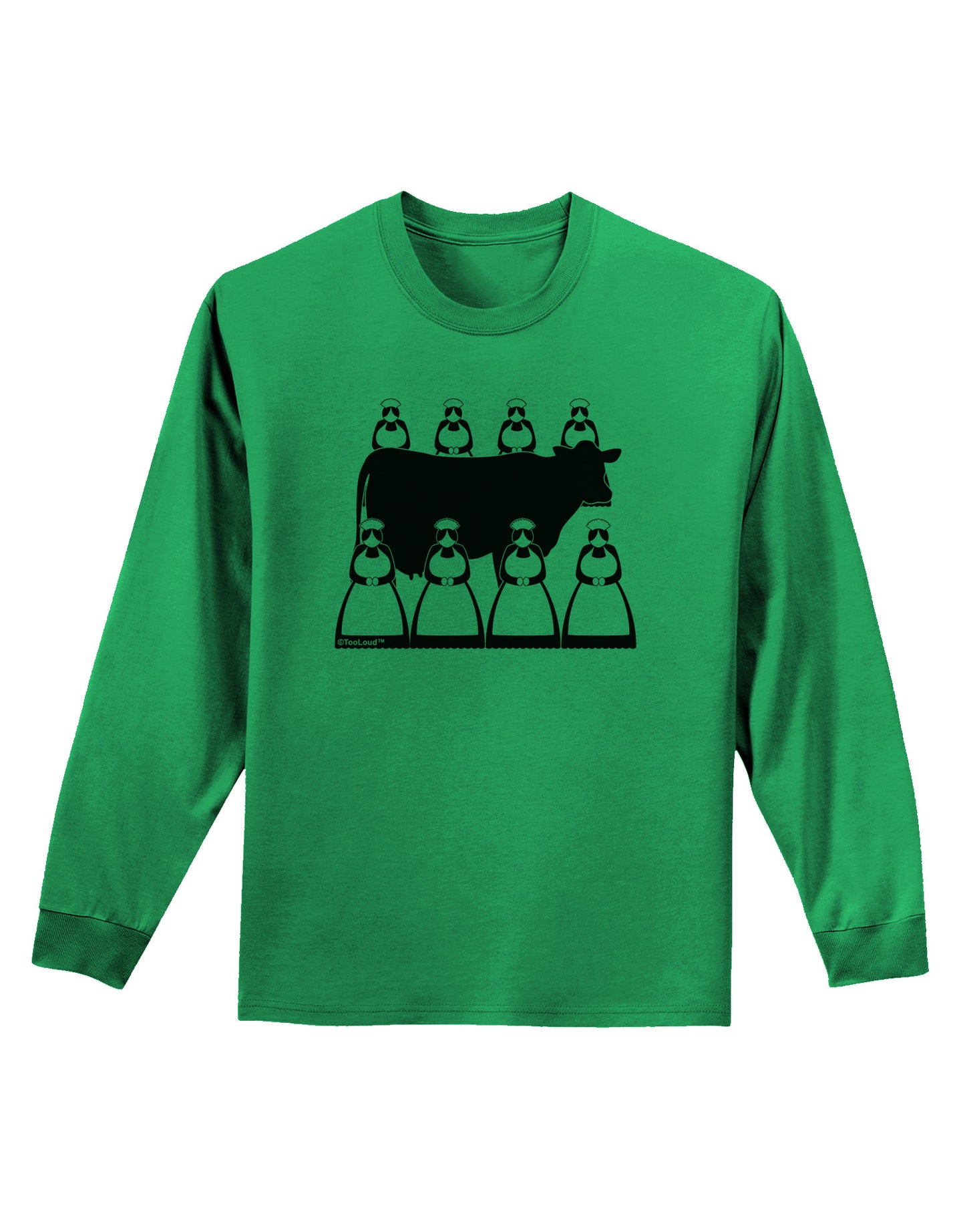 Eight Maids A Milking Adult Long Sleeve Shirt-Long Sleeve Shirt-TooLoud-Kelly-Green-Small-Davson Sales