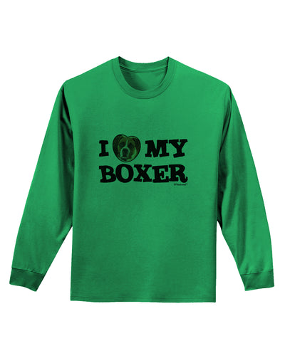 I Heart My Boxer Adult Long Sleeve Shirt by TooLoud-Long Sleeve Shirt-TooLoud-Kelly-Green-Small-Davson Sales