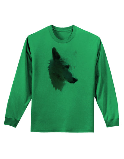 Magnificent White Wolf Head Adult Long Sleeve Shirt-Long Sleeve Shirt-TooLoud-Kelly-Green-Small-Davson Sales