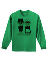 Cute Pilgrim Couple Happy Thanksgiving Adult Long Sleeve Shirt-Long Sleeve Shirt-TooLoud-Kelly-Green-Small-Davson Sales