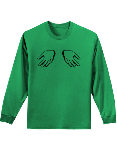 Shrugging Hands Adult Long Sleeve Shirt-Long Sleeve Shirt-TooLoud-Kelly-Green-Small-Davson Sales