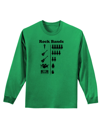 Rock Band Pictograph Adult Long Sleeve Shirt-Long Sleeve Shirt-TooLoud-Kelly-Green-Small-Davson Sales