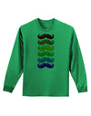 Colorful Rainbow Mustaches Adult Long Sleeve Shirt-Long Sleeve Shirt-TooLoud-Kelly-Green-Small-Davson Sales