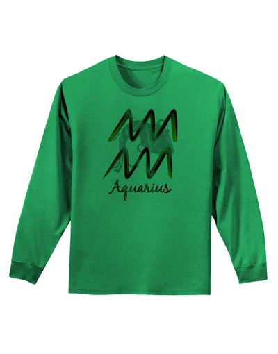 Aquarius Symbol Adult Long Sleeve Shirt-Long Sleeve Shirt-TooLoud-Kelly-Green-Small-Davson Sales