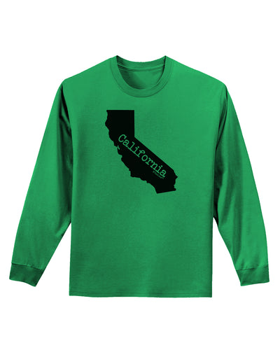 California - United States Shape Adult Long Sleeve Shirt by TooLoud-Long Sleeve Shirt-TooLoud-Kelly-Green-Small-Davson Sales