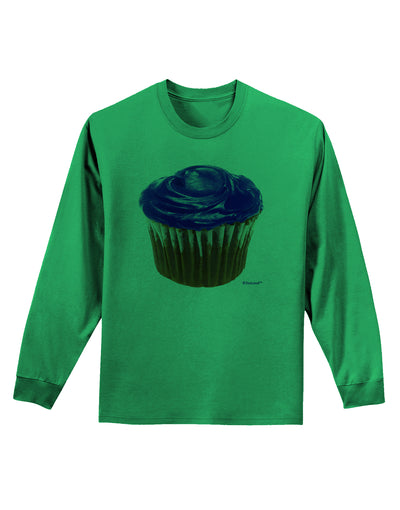 Giant Bright Blue Cupcake Adult Long Sleeve Shirt by TooLoud-Long Sleeve Shirt-TooLoud-Kelly-Green-Small-Davson Sales