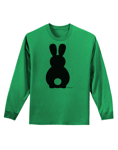 Cute Bunny Silhouette with Tail Adult Long Sleeve Shirt by TooLoud-Long Sleeve Shirt-TooLoud-Kelly-Green-Small-Davson Sales