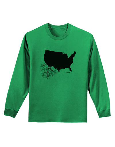 American Roots Design Adult Long Sleeve Shirt by TooLoud-Long Sleeve Shirt-TooLoud-Kelly-Green-Small-Davson Sales