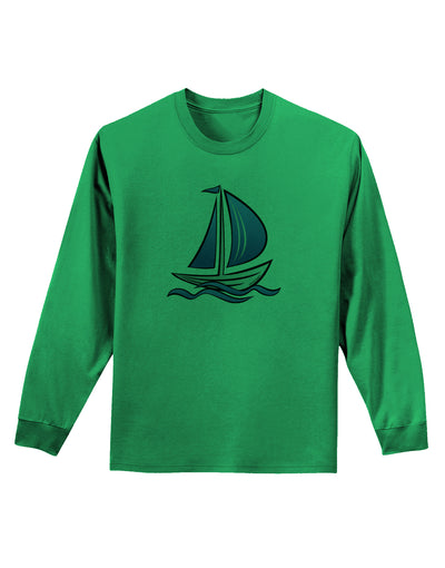 Blue Sailboat Adult Long Sleeve Shirt-Long Sleeve Shirt-TooLoud-Kelly-Green-Small-Davson Sales