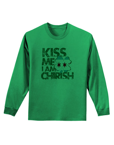 Kiss Me I'm Chirish Adult Long Sleeve Shirt by TooLoud-Clothing-TooLoud-Kelly-Green-Small-Davson Sales