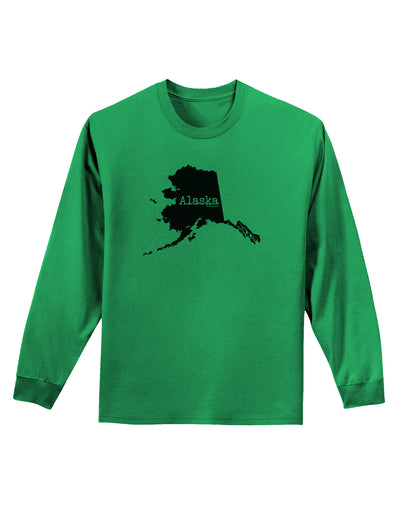 Alaska - United States Shape Adult Long Sleeve Shirt by TooLoud-Long Sleeve Shirt-TooLoud-Kelly-Green-Small-Davson Sales