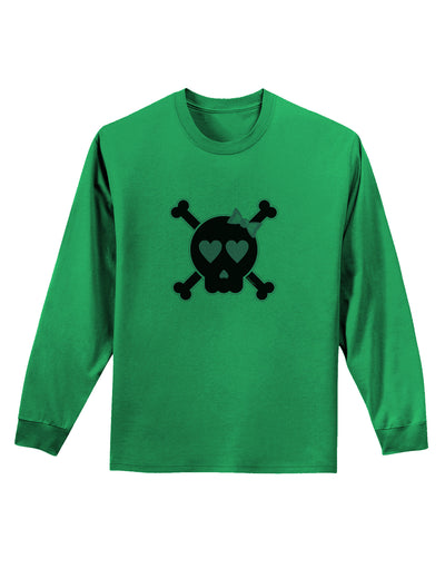 Pink and Black Crossbones Girl Adult Long Sleeve Shirt-Long Sleeve Shirt-TooLoud-Kelly-Green-Small-Davson Sales