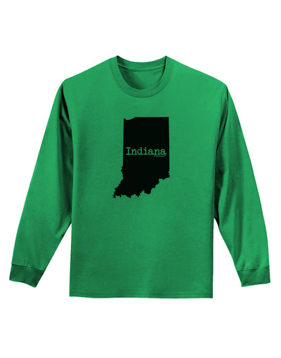 Indiana - United States Shape Adult Long Sleeve Shirt-Long Sleeve Shirt-TooLoud-Kelly-Green-Small-Davson Sales