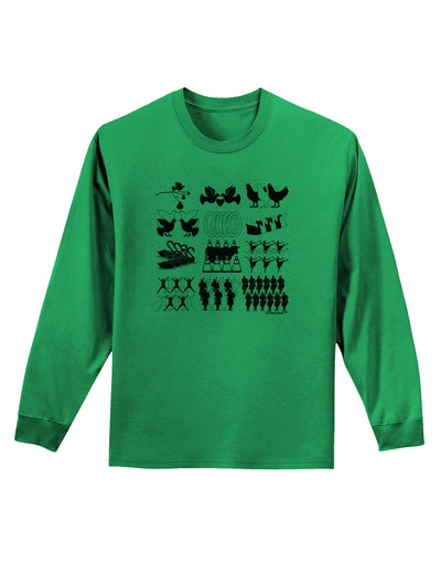 Twelve Days of Christmas Adult Long Sleeve Shirt-Long Sleeve Shirt-TooLoud-Kelly-Green-Small-Davson Sales