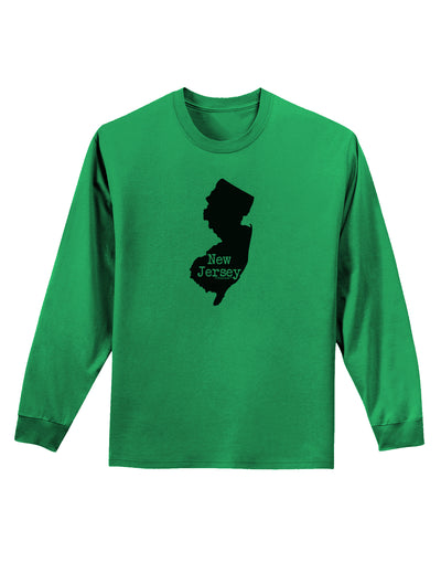 New Jersey - United States Shape Adult Long Sleeve Shirt by TooLoud-Long Sleeve Shirt-TooLoud-Kelly-Green-Small-Davson Sales