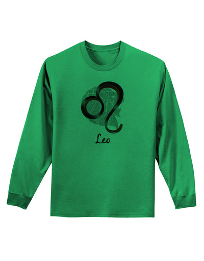 Leo Symbol Adult Long Sleeve Shirt-Long Sleeve Shirt-TooLoud-Kelly-Green-Small-Davson Sales