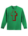 Simple Cross Design Glitter - Red Adult Long Sleeve Shirt by TooLoud-Long Sleeve Shirt-TooLoud-Kelly-Green-Small-Davson Sales