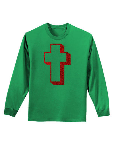 Simple Cross Design Glitter - Red Adult Long Sleeve Shirt by TooLoud-Long Sleeve Shirt-TooLoud-Kelly-Green-Small-Davson Sales