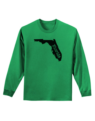 Florida - United States Shape Adult Long Sleeve Shirt by TooLoud-Long Sleeve Shirt-TooLoud-Kelly-Green-Small-Davson Sales