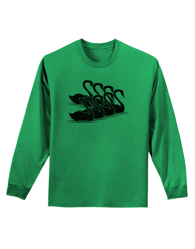 Seven Swans A Swimming Adult Long Sleeve Shirt-Long Sleeve Shirt-TooLoud-Kelly-Green-Small-Davson Sales