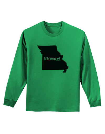 Missouri - United States Shape Adult Long Sleeve Shirt-Long Sleeve Shirt-TooLoud-Kelly-Green-Small-Davson Sales