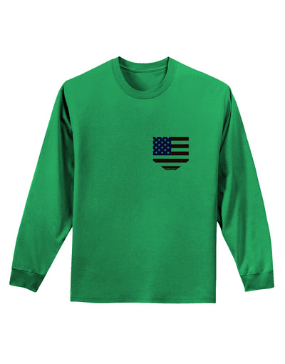 American Flag Faux Pocket Design Adult Long Sleeve Shirt by TooLoud-Long Sleeve Shirt-TooLoud-Kelly-Green-Small-Davson Sales