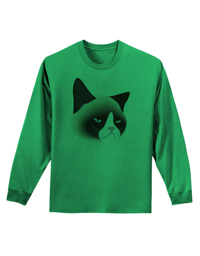 Cute Disgruntled Siamese Cat Adult Long Sleeve Shirt-Long Sleeve Shirt-TooLoud-Kelly-Green-Small-Davson Sales