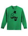 Fancy Tophat Mustache Pipe and Monocle Adult Long Sleeve Shirt-Long Sleeve Shirt-TooLoud-Kelly-Green-Small-Davson Sales