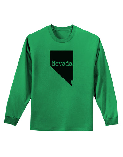 Nevada - United States Shape Adult Long Sleeve Shirt by TooLoud-Long Sleeve Shirt-TooLoud-Kelly-Green-Small-Davson Sales