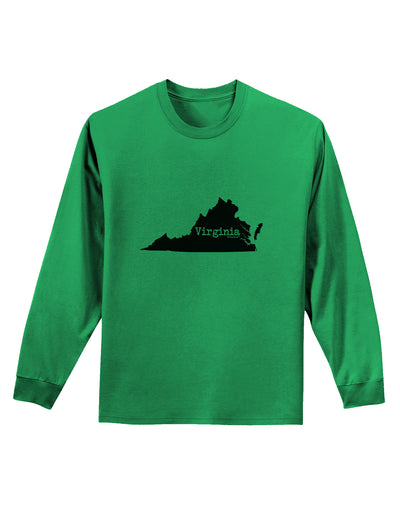 Virginia - United States Shape Adult Long Sleeve Shirt by TooLoud-Long Sleeve Shirt-TooLoud-Kelly-Green-Small-Davson Sales