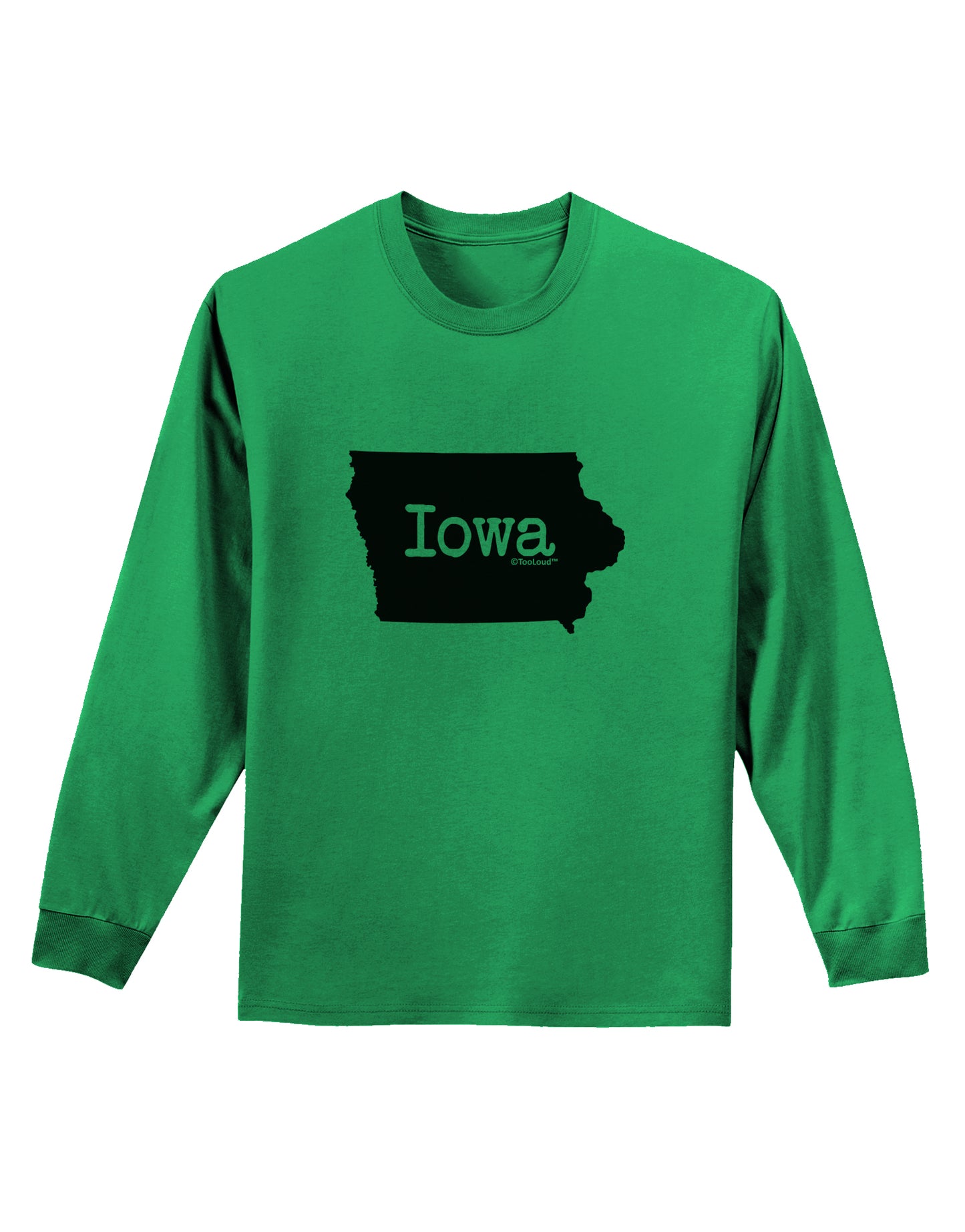 Iowa - United States Shape Adult Long Sleeve Shirt by TooLoud-Long Sleeve Shirt-TooLoud-Kelly-Green-Small-Davson Sales