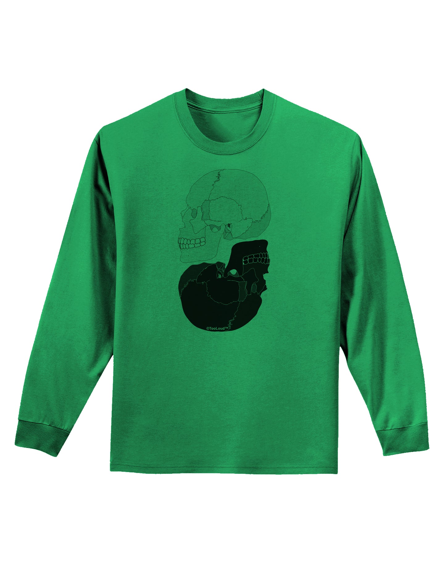 White And Black Inverted Skulls Adult Long Sleeve Shirt by TooLoud-Long Sleeve Shirt-TooLoud-Kelly-Green-Small-Davson Sales