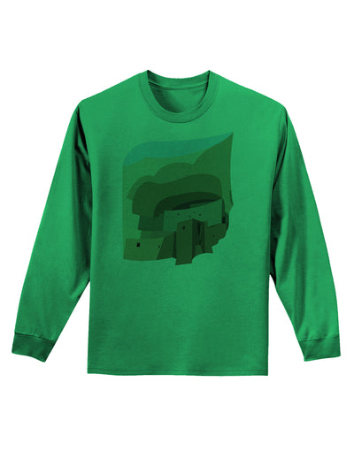 Montezuma Castle Artwork Adult Long Sleeve Shirt-Long Sleeve Shirt-TooLoud-Kelly-Green-Small-Davson Sales