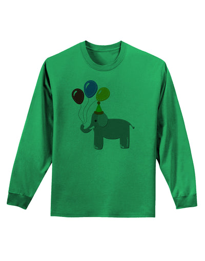 Cute Elephant with Balloons Adult Long Sleeve Shirt-Long Sleeve Shirt-TooLoud-Kelly-Green-Small-Davson Sales