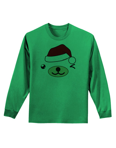 Kyu-T Face Beartholomew Santa Boy Bear Adult Long Sleeve Shirt-Long Sleeve Shirt-TooLoud-Kelly-Green-Small-Davson Sales