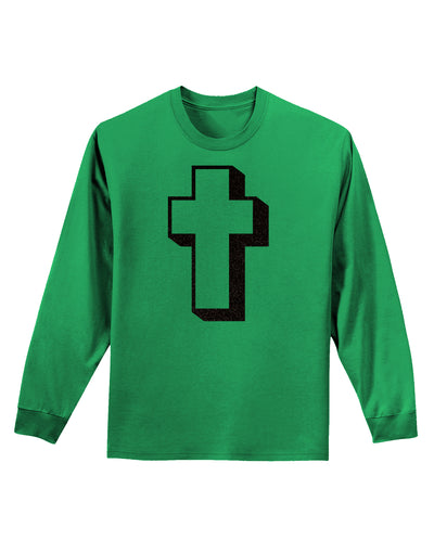 Simple Cross Design Glitter - Black Adult Long Sleeve Shirt by TooLoud-Long Sleeve Shirt-TooLoud-Kelly-Green-Small-Davson Sales