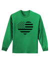 American Flag Heart Design - Stamp Style Adult Long Sleeve Shirt by TooLoud-Long Sleeve Shirt-TooLoud-Kelly-Green-Small-Davson Sales